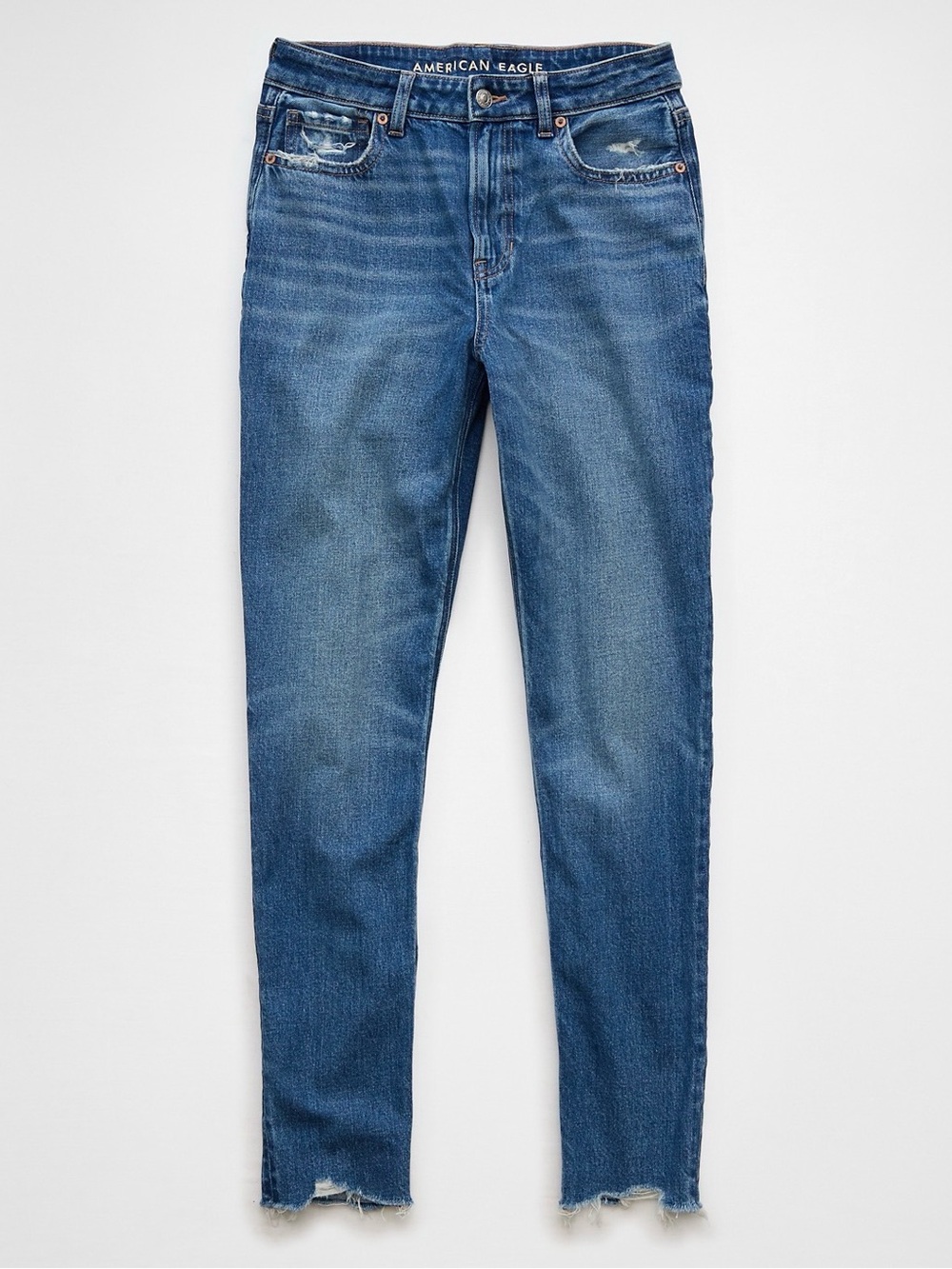 American Eagle Outfitters Super High Rise Mom Jeans in Medium Blue, Size 10 Long